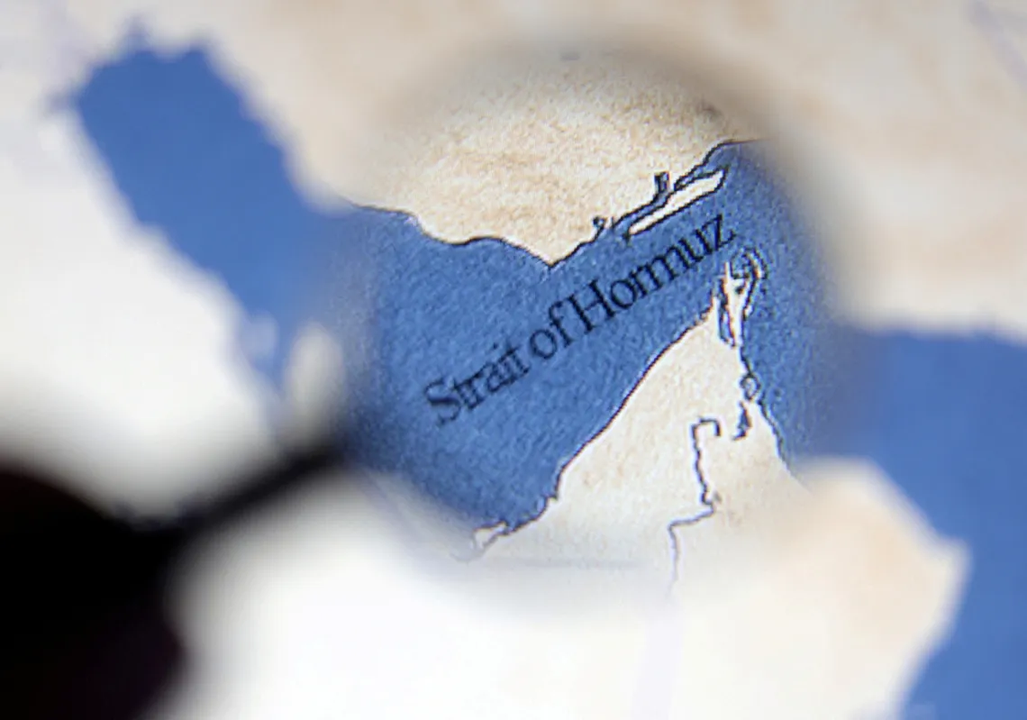 خريطة تظهر مضيق هرمز، في رسم توضيحي بتاريخ 22 يونيو 2025