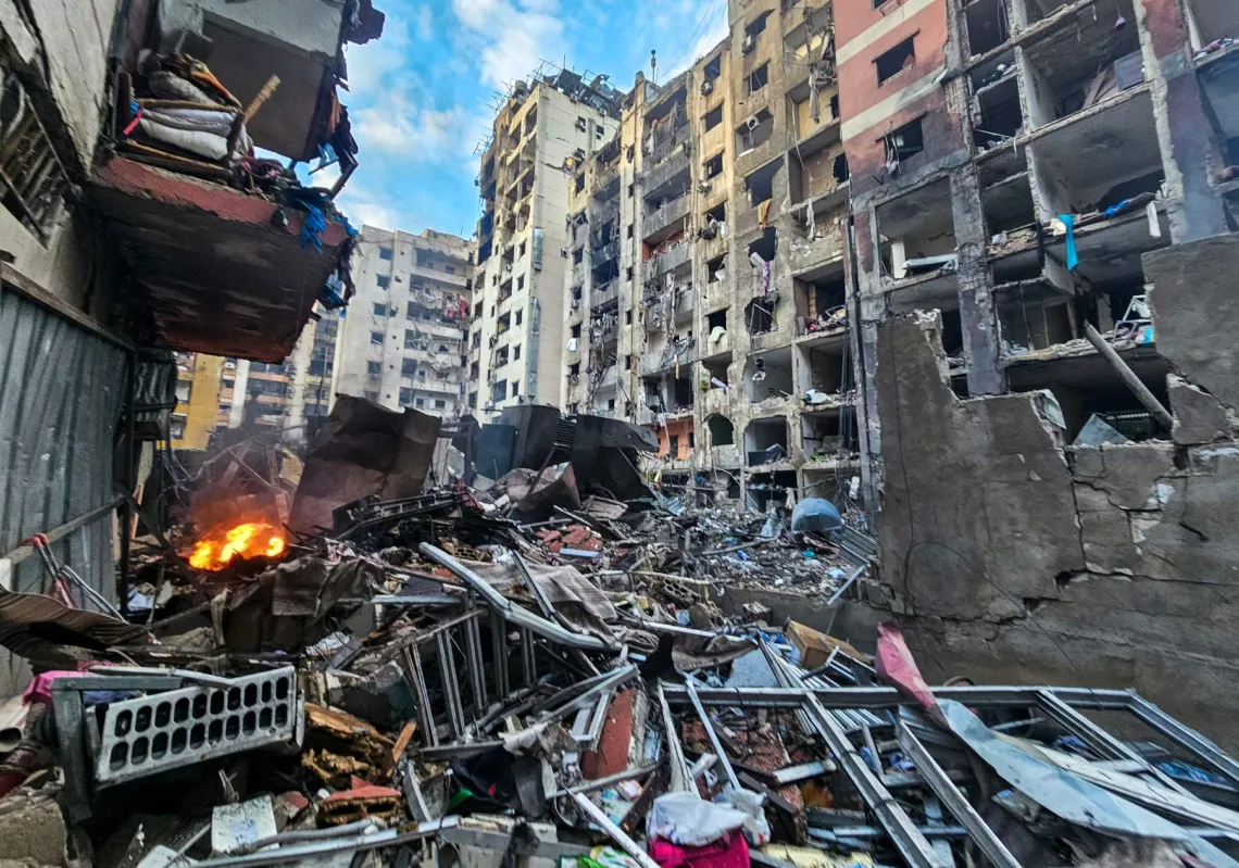 
صورة لموقع غارات جوية إسرائيلية ليلية في الضواحي الجنوبية لبيروت بتاريخ 16 مارس 2026