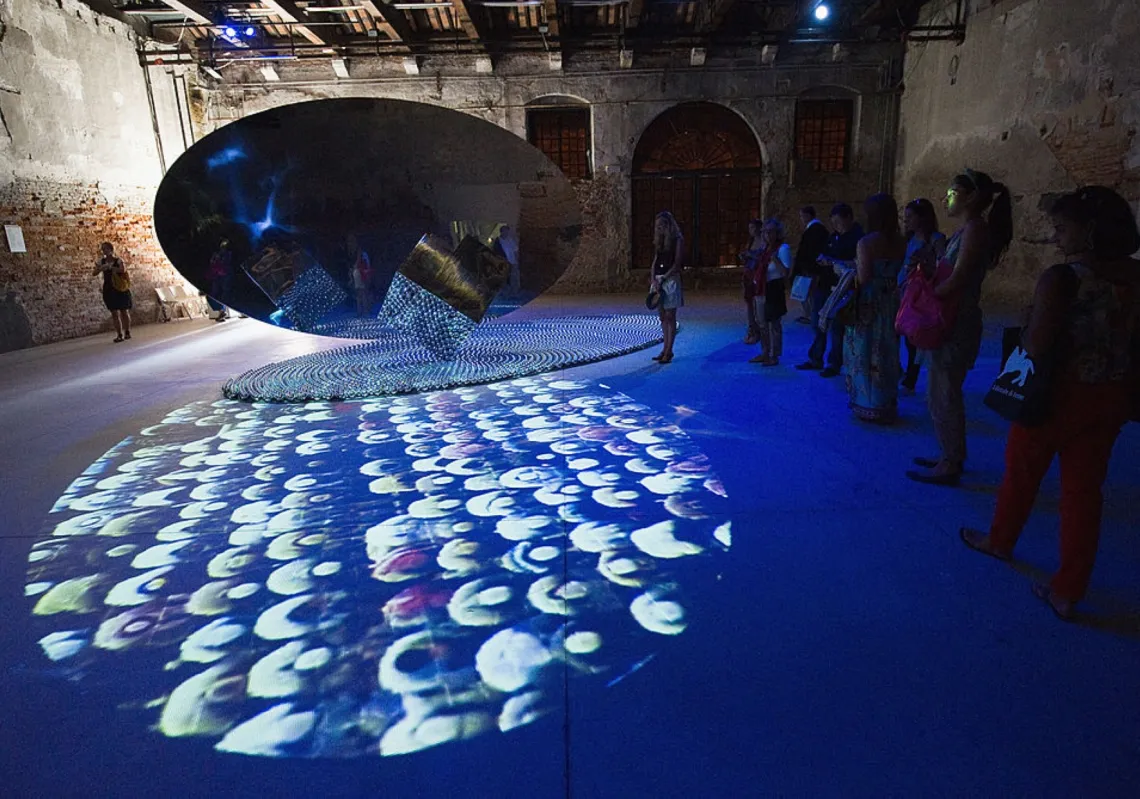 Installation "The Black Arch" by Saudi sisters Raja and Shadia Alem is seen at the pavilion of Saudi Arabia taking part in the Venice Biennale for the first time on 2 June 2011, in Venice, Italy.