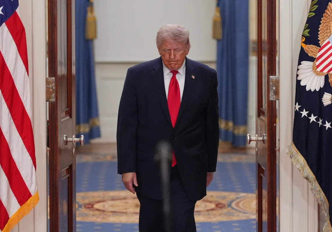 الرئيس الأميركي دونالد ترمب يلقي كلمة حول الحرب مع إيران من البيت الأبيض، 1 أبريل 2026