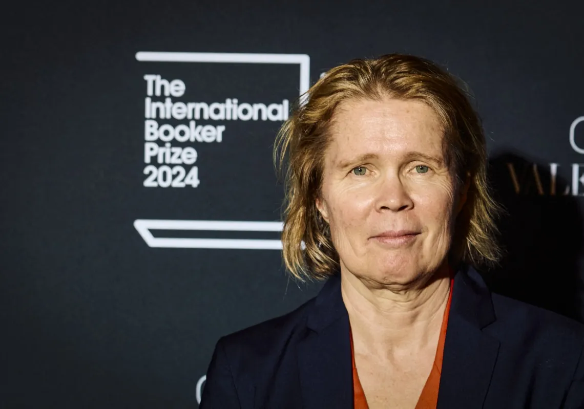 Swedish author Ia Genberg poses on the red carpet upon arrival for the 2024 International Booker Prize 2024 award announcement ceremony, at Tate Modern in central London, on 21 May 2024. 