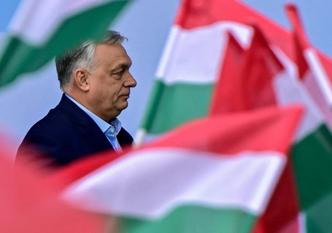 رئيس الوزراء المجري السابق فيكتور أوربان في "جمعية الوطنيين الكبرى" للجماعات القومية من أوروبا، في بودابست، المجر، في 23 مارس 2026