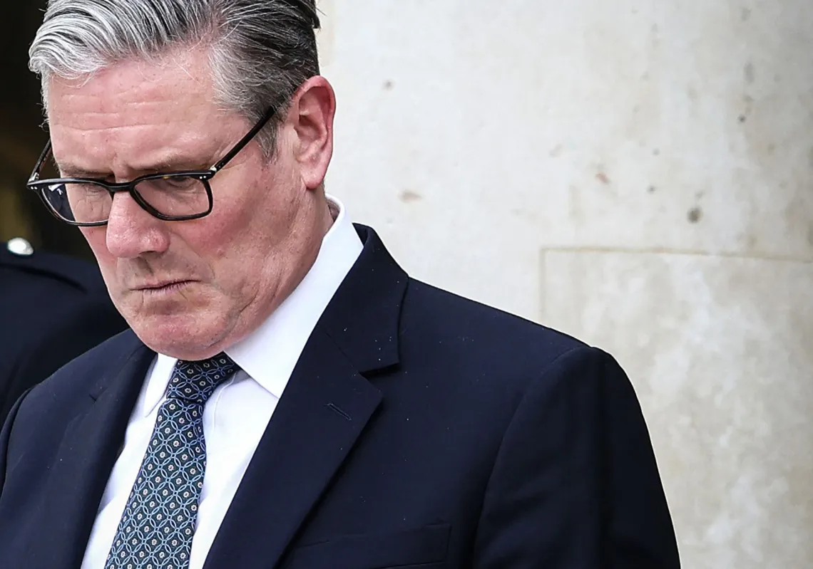 Britain's Prime Minister Keir Starmer reacts as he prepares to leave the Elysee Presidential Palace in Paris on 17 April 2026.