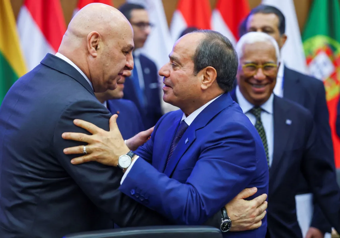 الرئيس اللبناني جوزيف عون والرئيس المصري عبد الفتاح السيسي في يوم انعقاد قمة قادة الاتحاد الأوروبي والشركاء الإقليميين في نيقوسيا، قبرص، في 24 أبريل 2026
