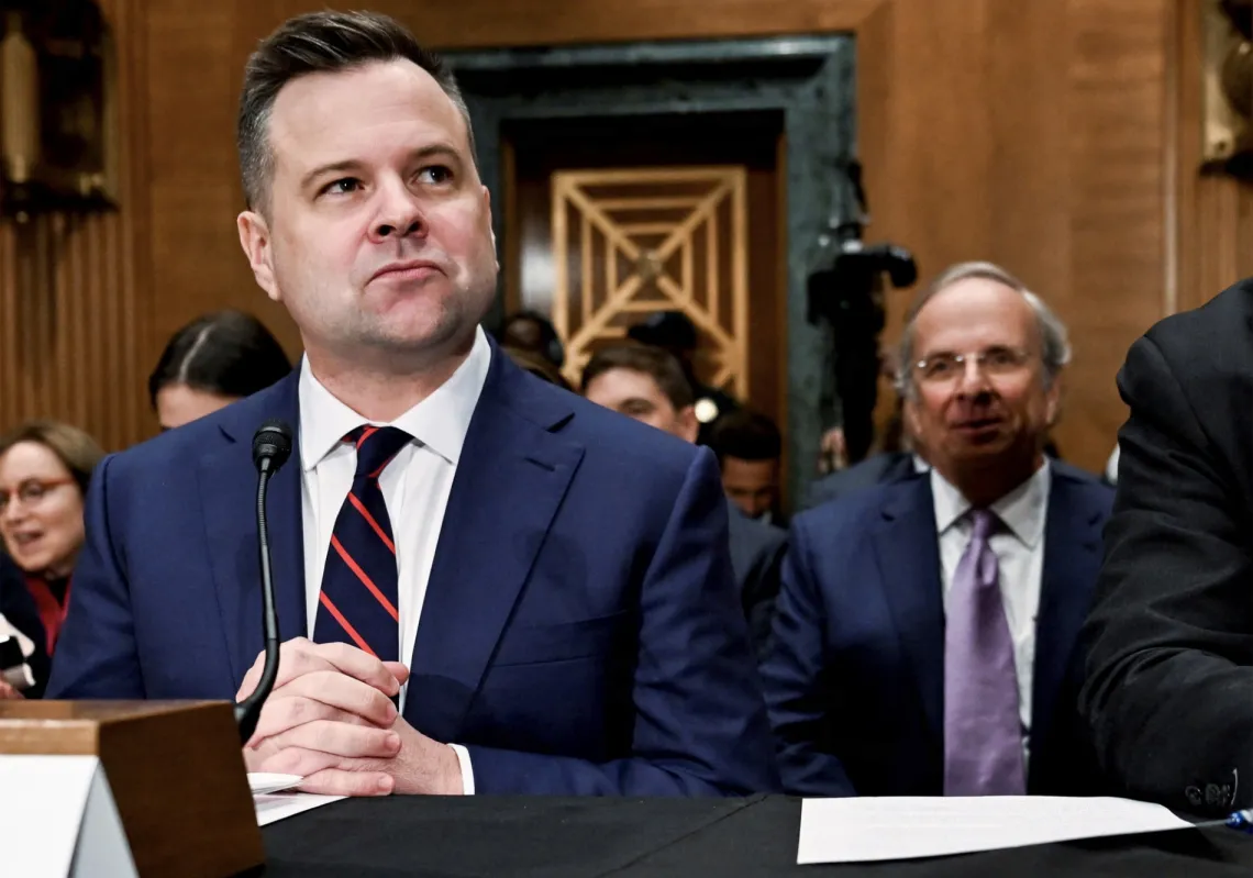 Bill Pulte, nominated to be the director of the Federal Housing Finance Agency, sits on the day of a Senate committee confirmation hearing on Capitol Hill in Washington DC on 27 February 2025. 