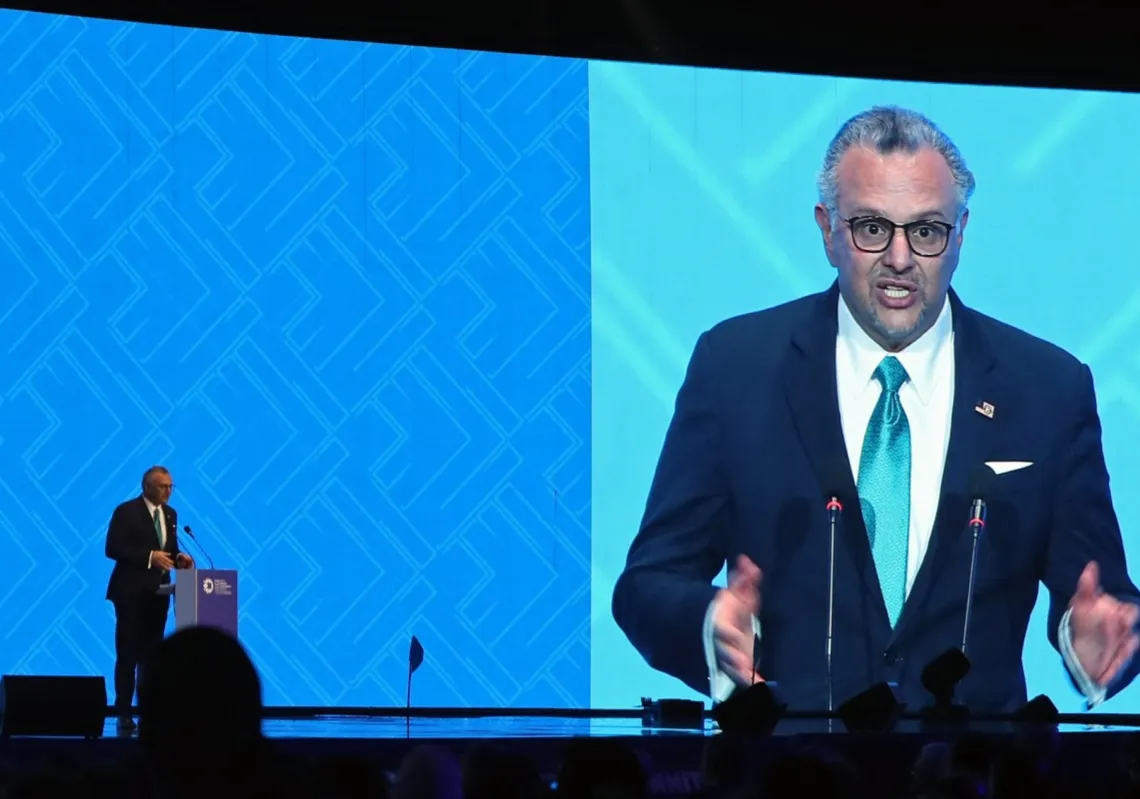 Massad Boulos, Trump's Middle East advisor, speaks at the Libya Energy and Economic Summit at the Tripoli International Conference Centre in Tripoli on 24 January, 2026.