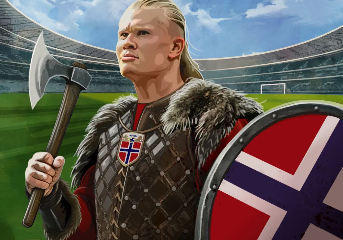 Footballer Erling Haaland channels Norway's Viking heritage in his ruthless pursuit of goals, but has a playful side, too.