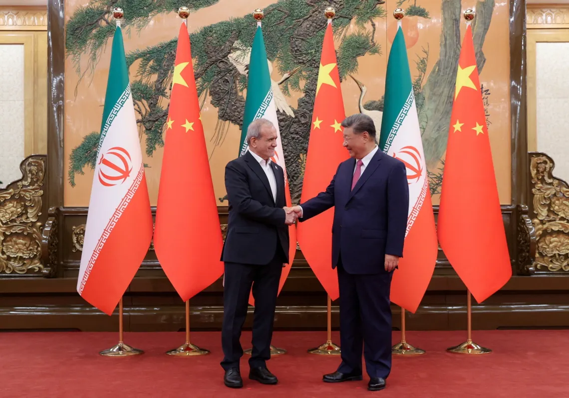 Iranian President Masoud Pezeshkian and Chinese President Xi Jinping during their meeting in Beijing, China, on 2 September 2025.