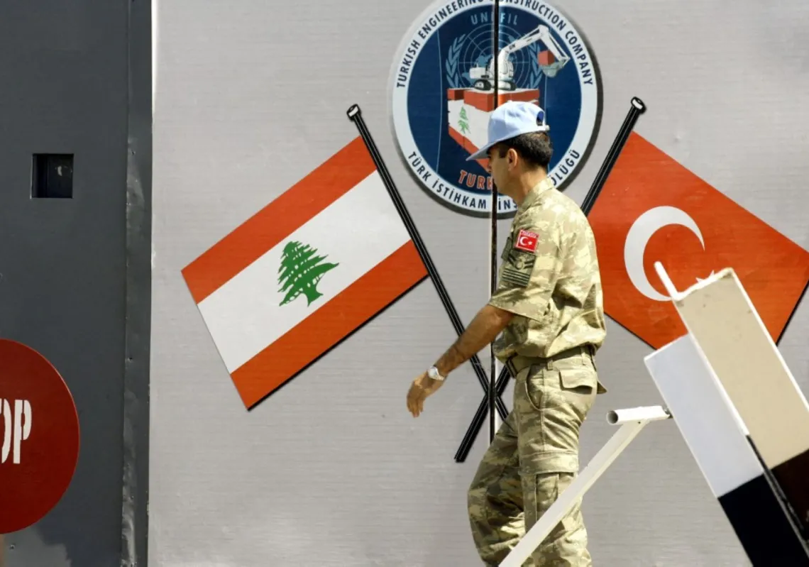 مركبات تابعة لقوة الأمم المتحدة المؤقتة في لبنان (يونيفيل) متوقفة في قاعدة شركة الإنشاءات الهندسية التركية، في قرية صيدا الجنوبية اللبنانية، في 10 أغسطس 2013