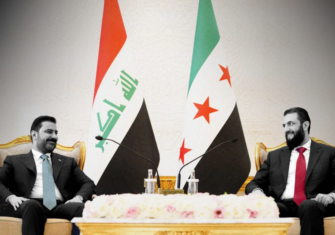  الرئيس السوري أحمد الشرع يستقبل رئيس الوزراء العراقي علي الزيدي في دمشق، سوريا، 28 أكتوبر، 2026