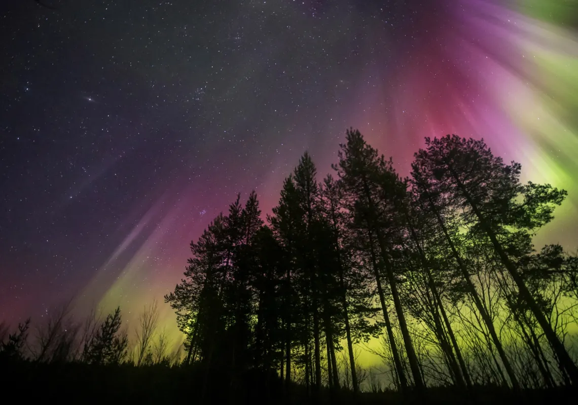 Aurora Borealis, also known as the Northern Lights, illuminates the sky over Rovaniemi, Finland, on 10 October 2026.